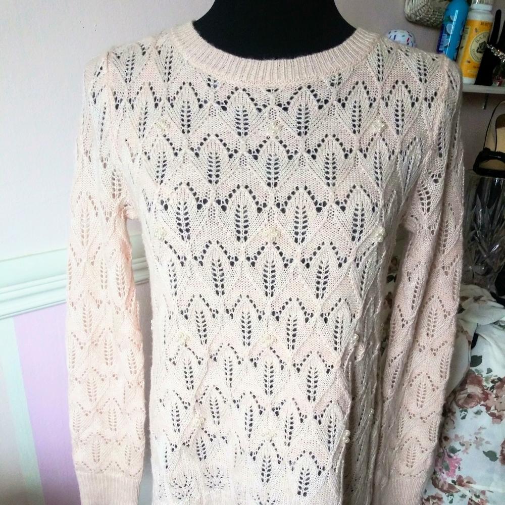 Cable and Gauge Soft Pink Knit Sweater